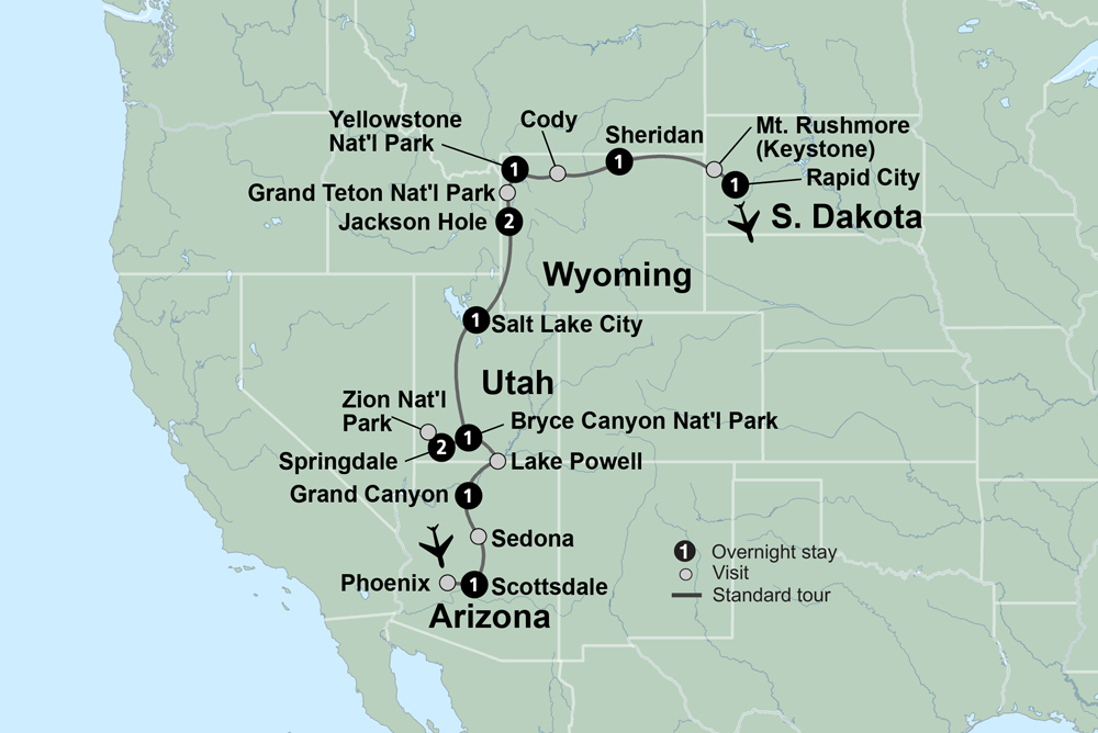 National Parks of America Itinerary Map