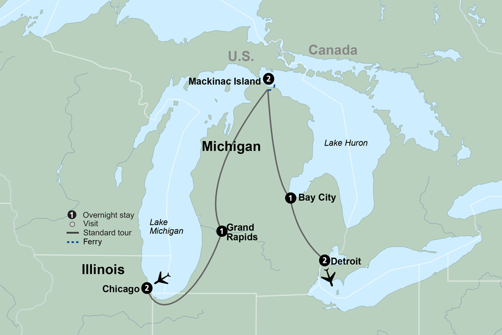Map of Mackinac Island featuring Tulip Time from Collette